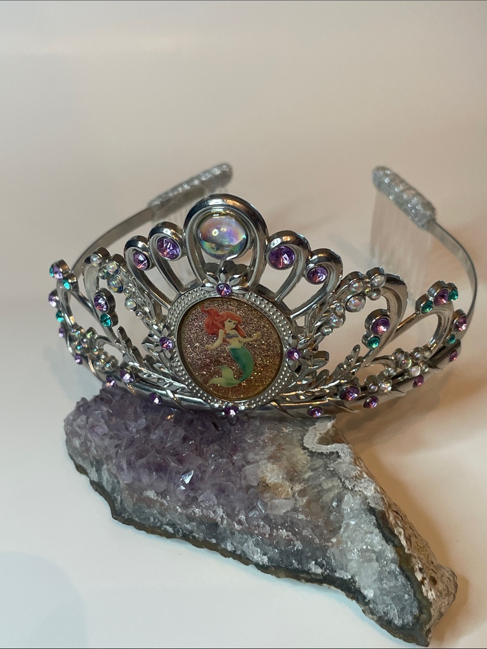 Disney Ariel Tiara Crown Silver Tone Metal Combs Jewels Sparkle Ariel Picture